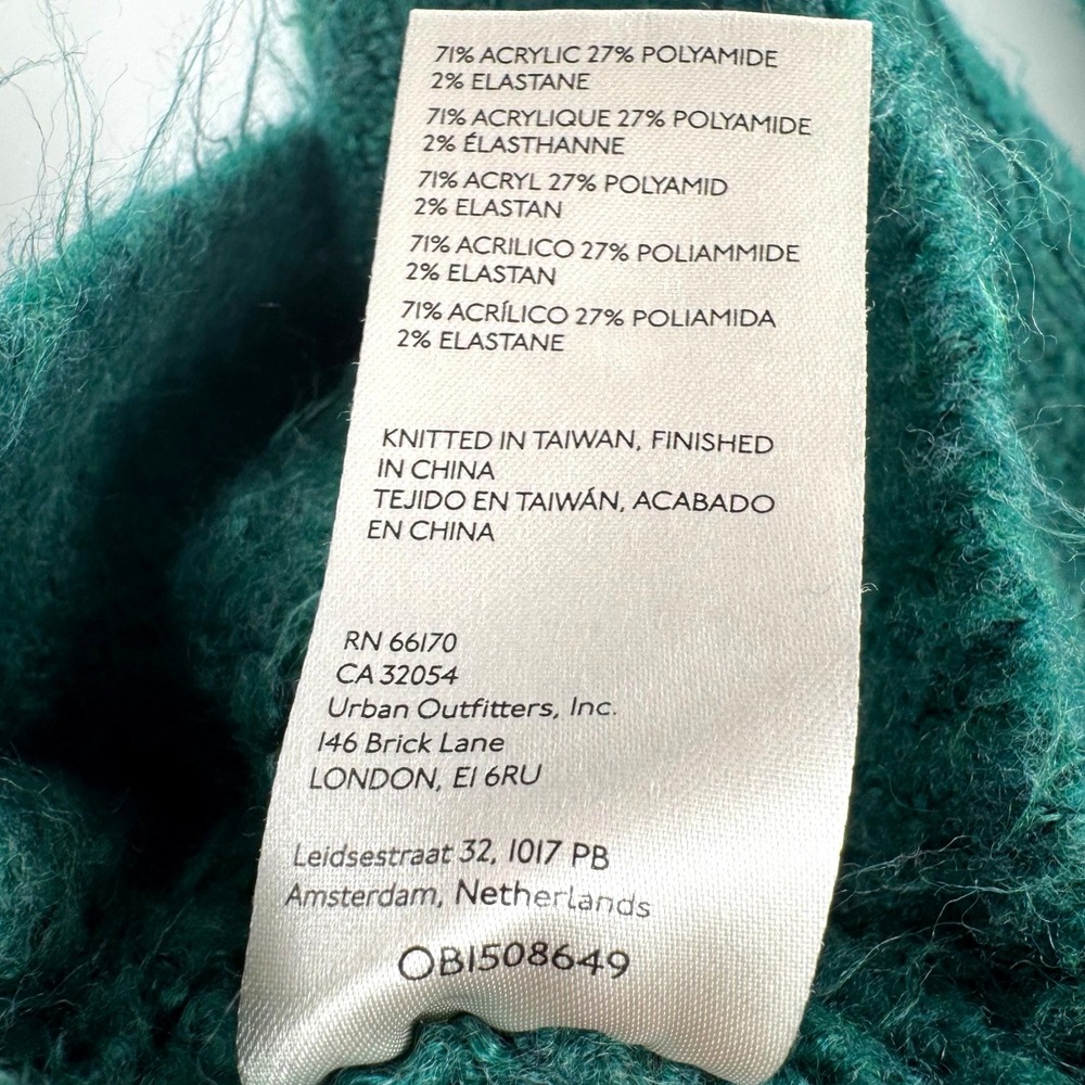 Free People Sweater Women XS Green Mock Neck Boho Chunky Cropped Cozy Pull Over - Picture 7 of 10